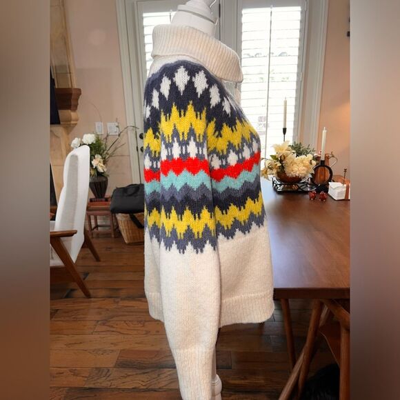 Aerie Fair Isle Half Zip Sweater Wool Blend Cozy Soft Nordic Pattern M Winter - Picture 4 of 8